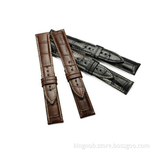 18 to 22mm Stainless Steel Calf Leather Watch Band Strap